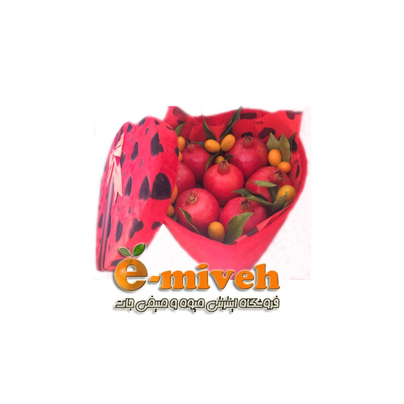 جعبه هدیه طرح قلب انار و کامکوات