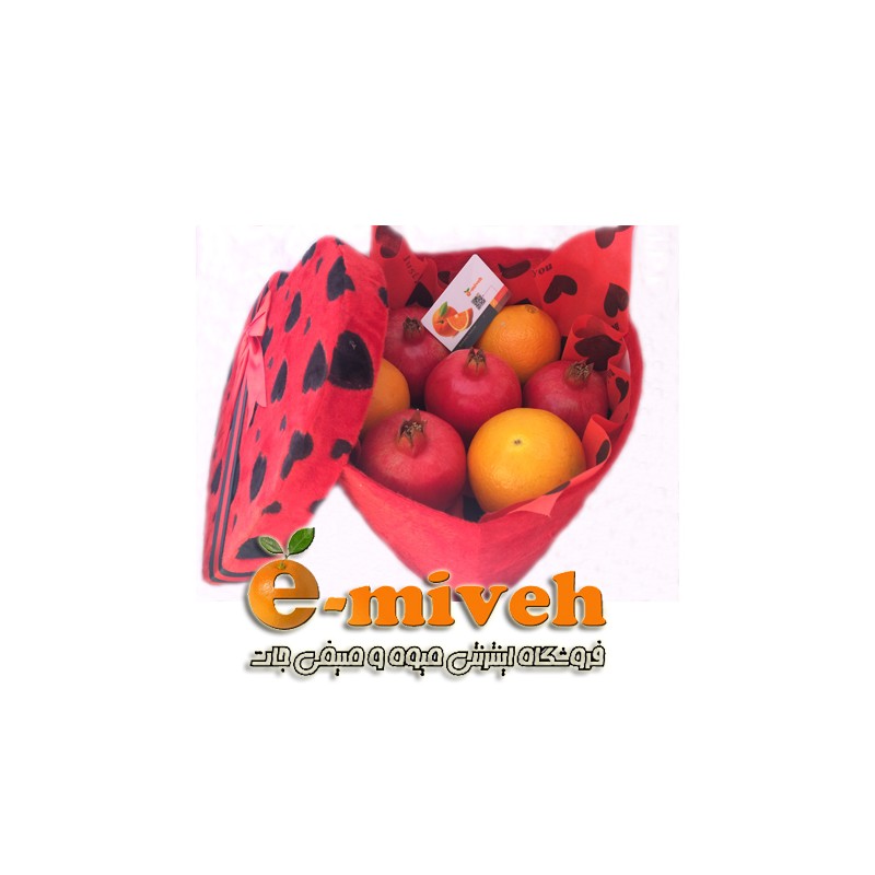 جعبه هدیه طرح قلب انار و پرتقال